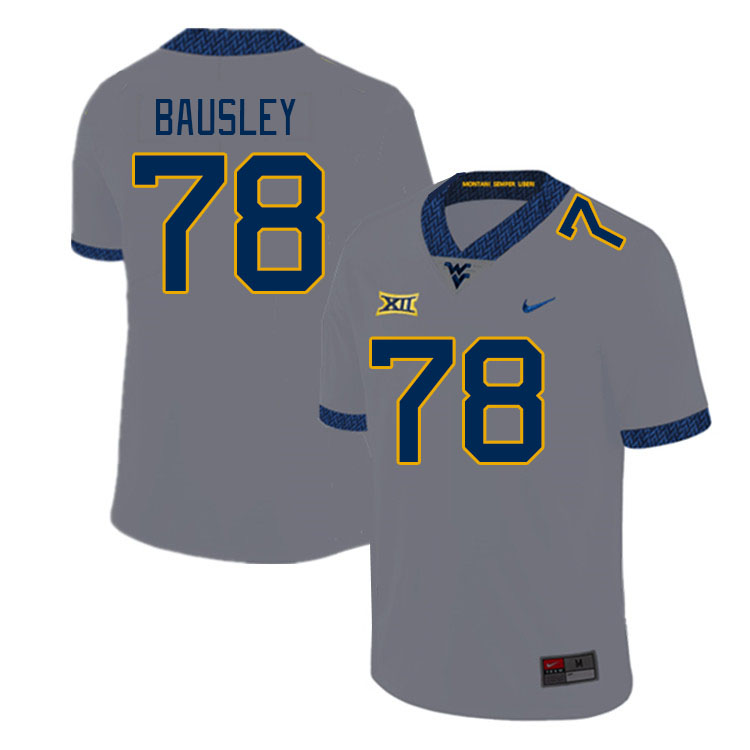 Men #78 Xavier Bausley West Virginia Mountaineers College Football Jerseys Stitched Sale-Grey
